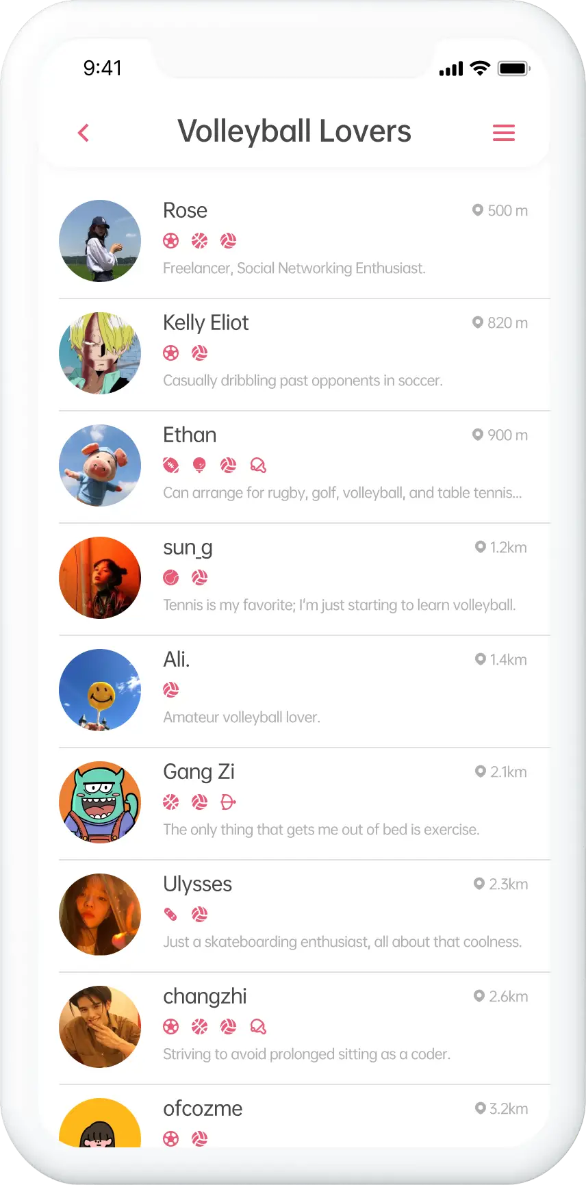 Sportoo app prototype.